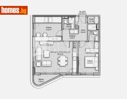 Тристаен, 112m² - Апартамент за продажба - 116600911