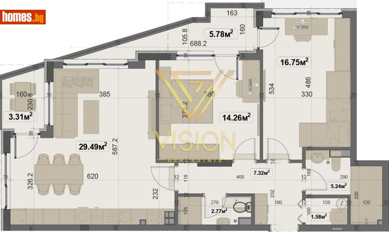Тристаен, 117m² - Жк. Овча Купел, София - Апартамент за продажба - Vision Real Estate - 116661534