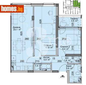 Тристаен, 94m² - Апартамент за продажба - 116690240