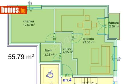 Двустаен, 56m² - Апартамент за продажба - 116738691
