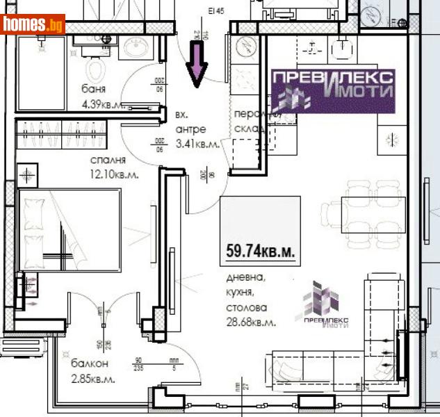 Двустаен, 72m² - Жк. Христо Ботев, Пловдив - Апартамент за продажба - Превилекс имоти ЕООД - 116795725