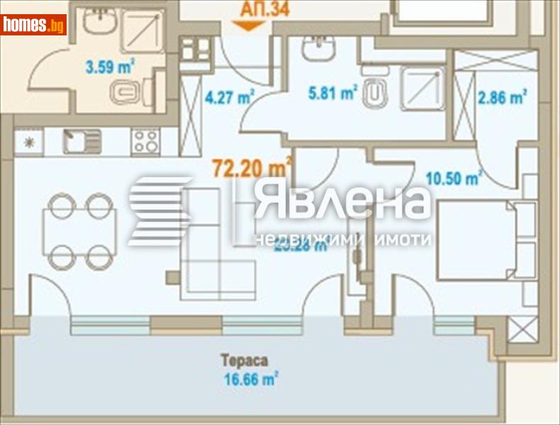 Двустаен, 104m² - Жк. Зона Б5, София - Апартамент за продажба - ЯВЛЕНА - 116848610