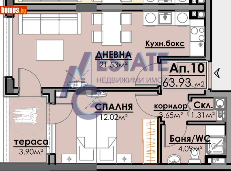 Двустаен, 64m² - Жк. Славейков, Бургас - Апартамент за продажба - ЕМ ДЖИ ЕСТЕЙТ - 117017234