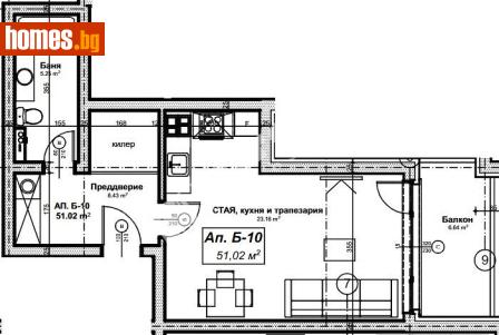 Едностаен, 59m² - Апартамент за продажба - 117167627