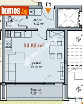 Едностаен, 51m² - Апартамент за продажба - 117168040