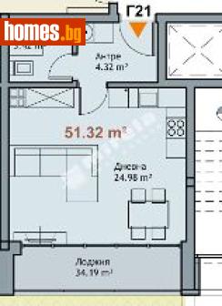 Едностаен, 51m² - Апартамент за продажба - 117168171