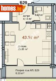 Едностаен, 44m² - Апартамент за продажба - 117168181