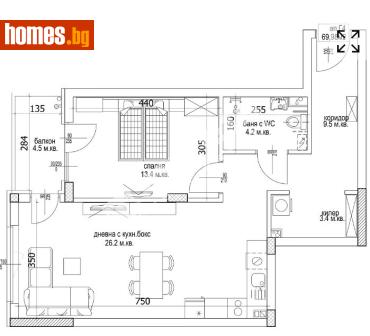 Двустаен, 83m² - Апартамент за продажба - 117172989
