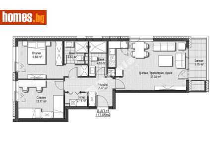 Тристаен, 115m² - Апартамент за продажба - 117175219