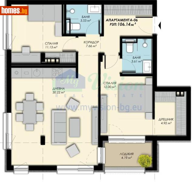 Тристаен, 106m² - , София - Апартамент за продажба - Myvision Real Estate - 117239094