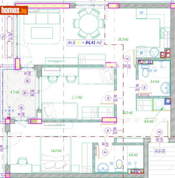 Тристаен, 104m² - Кв. Малинова Долина, София - Апартамент за продажба - МИРЕЛА - 117301194