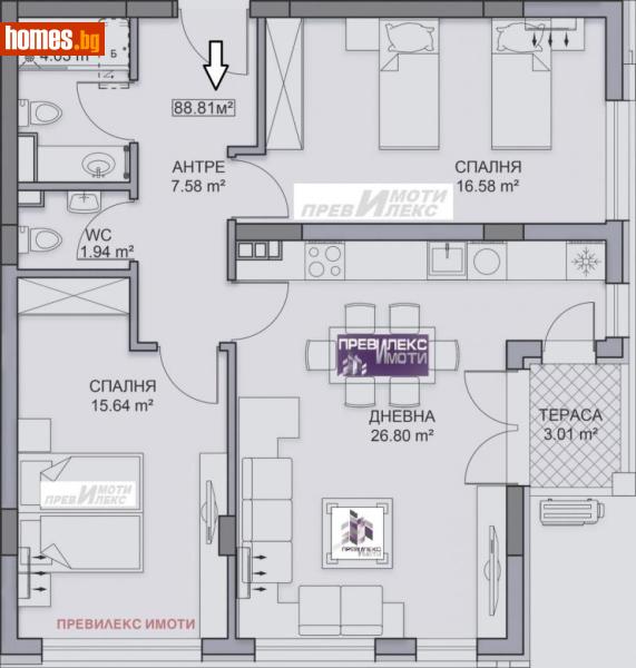 Тристаен, 107m² - Кв. Кършияка, Пловдив - Апартамент за продажба - Превилекс имоти ЕООД - 117462502