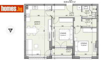 Тристаен, 94m² - Апартамент за продажба - 117477048