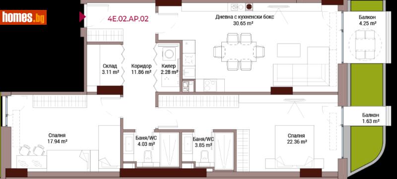 Тристаен, 162m² - Жк. Лозенец, София - Апартамент за продажба - Artstroy Investment - 117507722