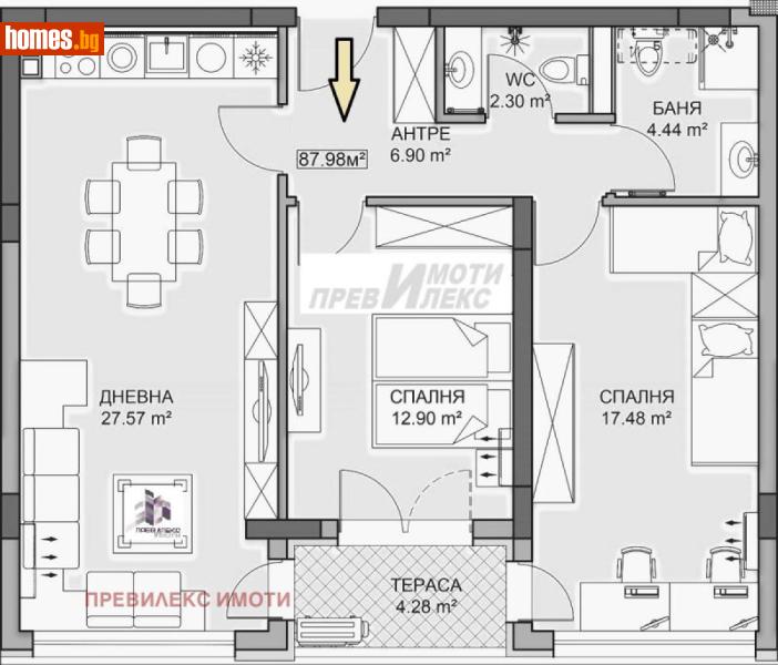Тристаен, 104m² - Кв. Кършияка, Пловдив - Апартамент за продажба - Превилекс имоти ЕООД - 117523313