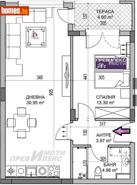 Двустаен, 79m² - Кв. Кършияка, Пловдив - Апартамент за продажба - Превилекс имоти ЕООД - 117541264