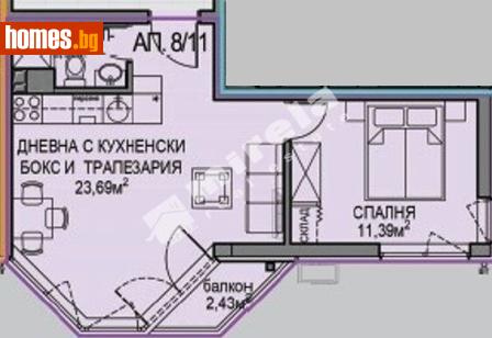 Двустаен, 56m² - Апартамент за продажба - 117688238