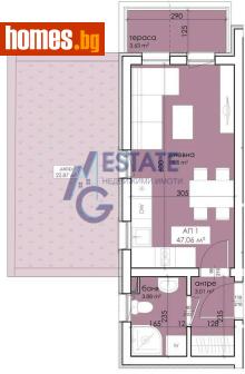 Едностаен, 47m² - Апартамент за продажба - 117695206
