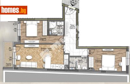 Тристаен, 93m² - Апартамент за продажба - 117741152