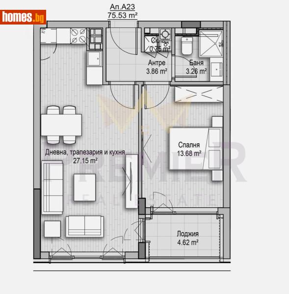 Двустаен, 76m² - Кв. Витоша, София - Апартамент за продажба - ИМОТИ ПРЕМИЕР - 117774552