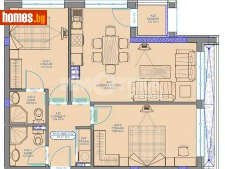 Тристаен, 96m² - Апартамент за продажба - 117784372