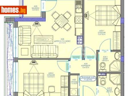 Тристаен, 87m² - Апартамент за продажба - 117784393