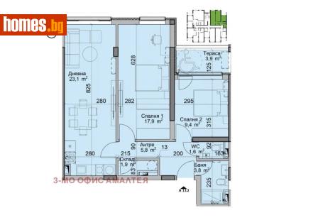 Тристаен, 94m² - Апартамент за продажба - 117800318