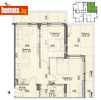 Тристаен, 96m² - Апартамент за продажба - 117800320