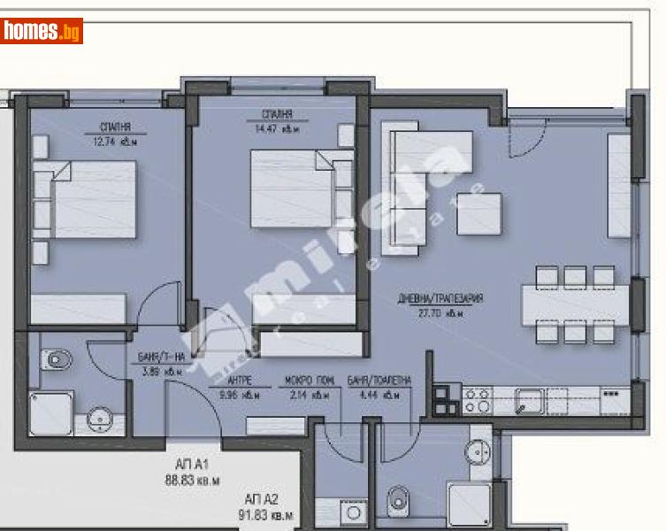 Тристаен, 115m² - Жк. Зона Б5, София - Апартамент за продажба - МИРЕЛА - 117875790
