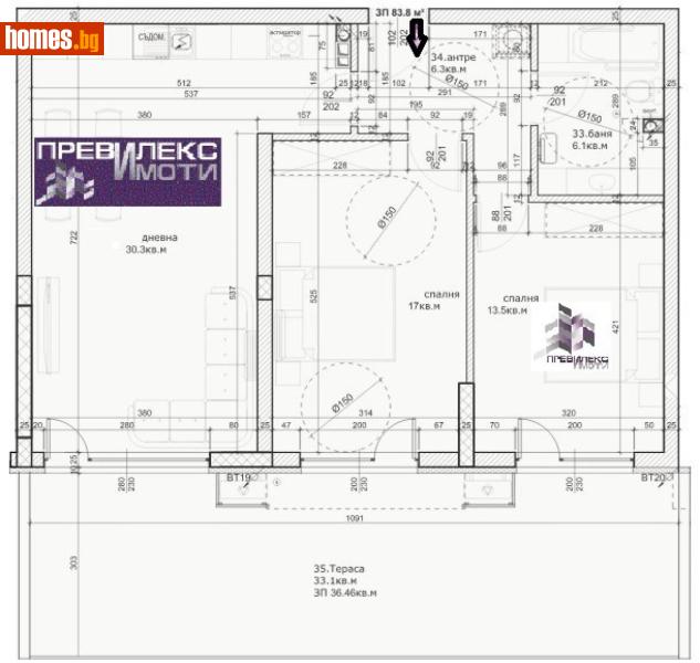 Тристаен, 131m² - Жк. Христо Ботев, Пловдив - Апартамент за продажба - Превилекс имоти ЕООД - 117934555