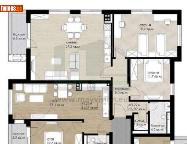 Тристаен, 125m² - Жк. Дружба 2, София - Апартамент за продажба - Myvision Real Estate - 118035408