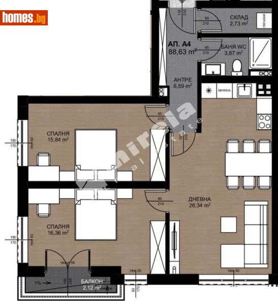 Тристаен, 103m² - Жк. Овча Купел, София - Апартамент за продажба - МИРЕЛА - 118045416