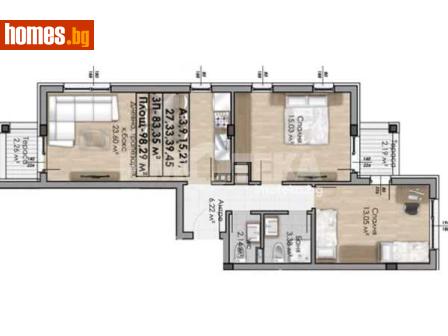 Тристаен, 98m² - Апартамент за продажба - 118168234