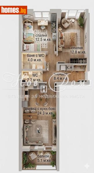 Тристаен, 96m² - Жк. Възраждане, Варна - Апартамент за продажба - Нов дом 1 - 118210055