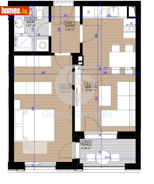 Двустаен, 60m² - Жк. Полигона, София - Апартамент за продажба - Глобъл Сървисиз ООД - 118245063