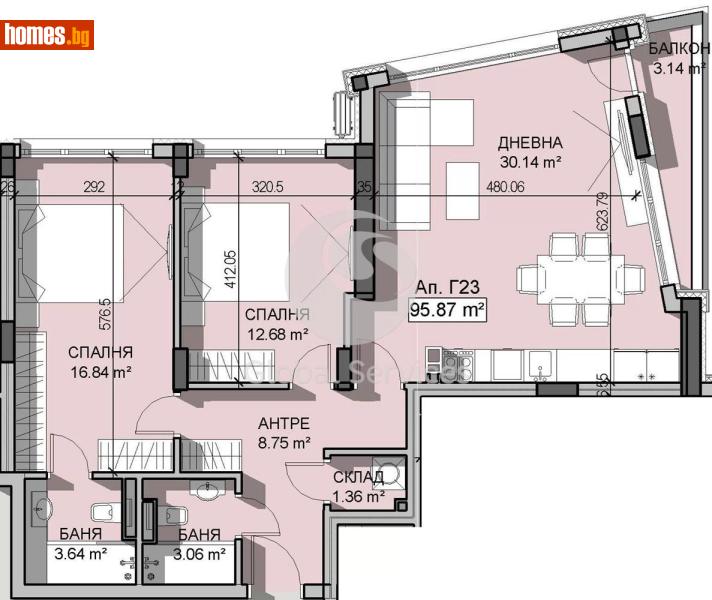 Тристаен, 110m² - Кв. Манастирски Ливади, София - Апартамент за продажба - Глобъл Сървисиз ООД - 118245176