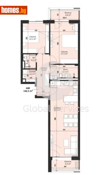 Двустаен, 104m² - Кв. Кръстова Вада, София - Апартамент за продажба - Глобъл Сървисиз ООД - 118245232