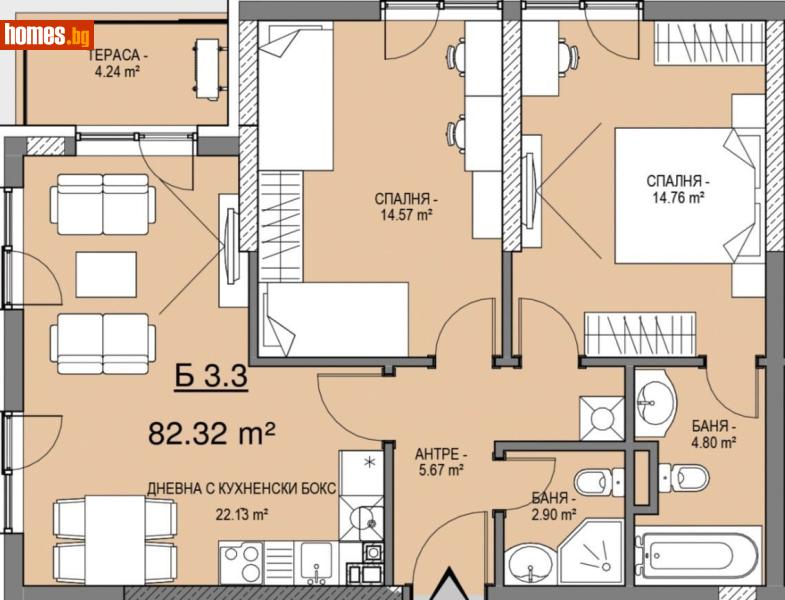 Тристаен, 97m² - Кв. Малинова Долина, София - Апартамент за продажба - Глобъл Сървисиз ООД - 118245307