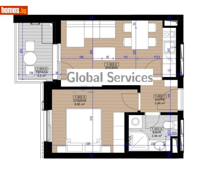 Двустаен, 51m² - Жк. Полигона, София - Апартамент за продажба - Глобъл Сървисиз ООД - 118245350