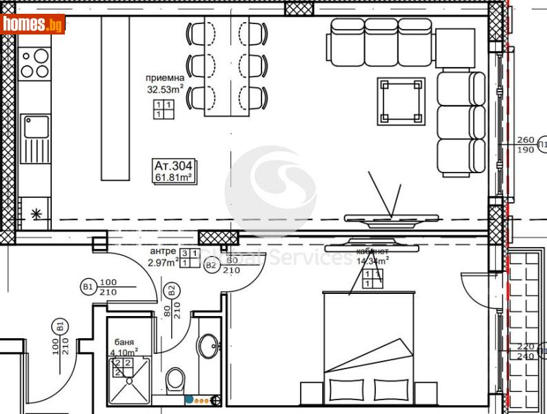 Двустаен, 75m² -  Център, София - Апартамент за продажба - Глобъл Сървисиз ООД - 118245360