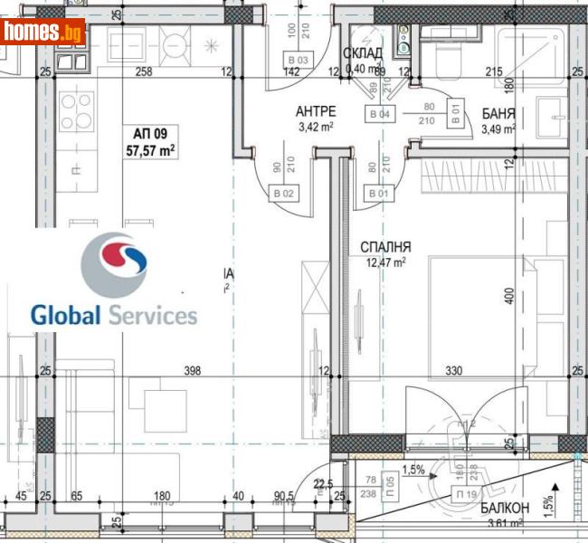 Двустаен, 66m² - Кв. Симеоново, София - Апартамент за продажба - Глобъл Сървисиз ООД - 118245373