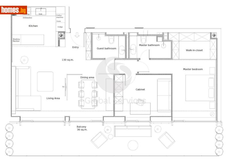 Тристаен, 117m² - Жк. Лозенец, София - Апартамент за продажба - Глобъл Сървисиз ООД - 118245689