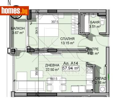 Двустаен, 68m² - Апартамент за продажба - 118278223
