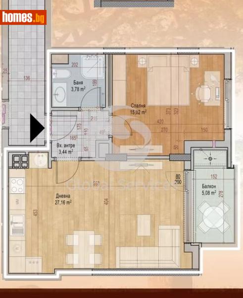 Двустаен, 80m² - Кв. Княжево, София - Апартамент за продажба - Глобъл Сървисиз ООД - 118308630