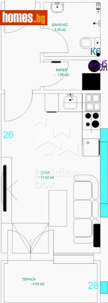 Едностаен, 45m² - Жк. Младежки хълм, Пловдив - Апартамент за продажба - Билдинг Бокс - 118314148