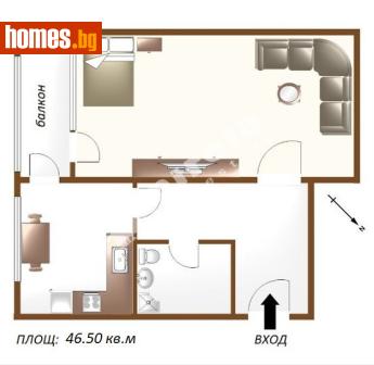 Едностаен, 47m² - Апартамент за продажба - 118331497