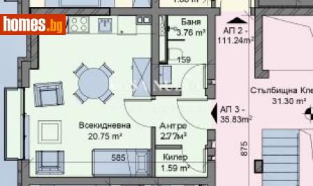 Едностаен, 43m² - Апартамент за продажба - 118341573