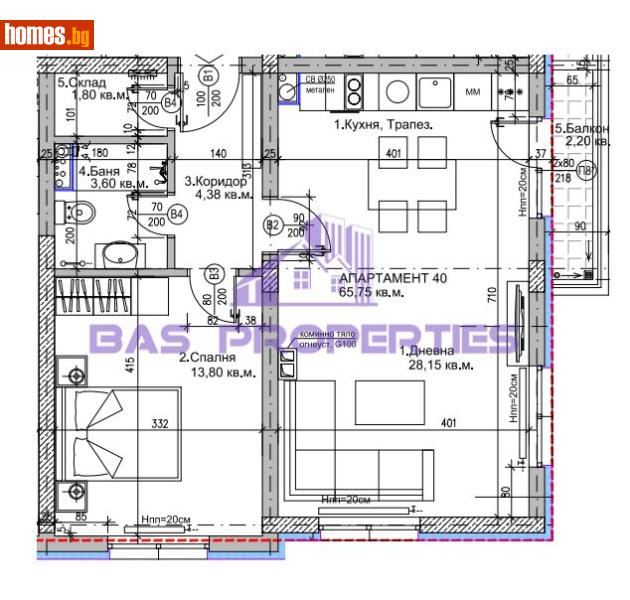 Двустаен, 75m² - Жк. Люлин 5, София - Апартамент за продажба - BasProperties - 118376402