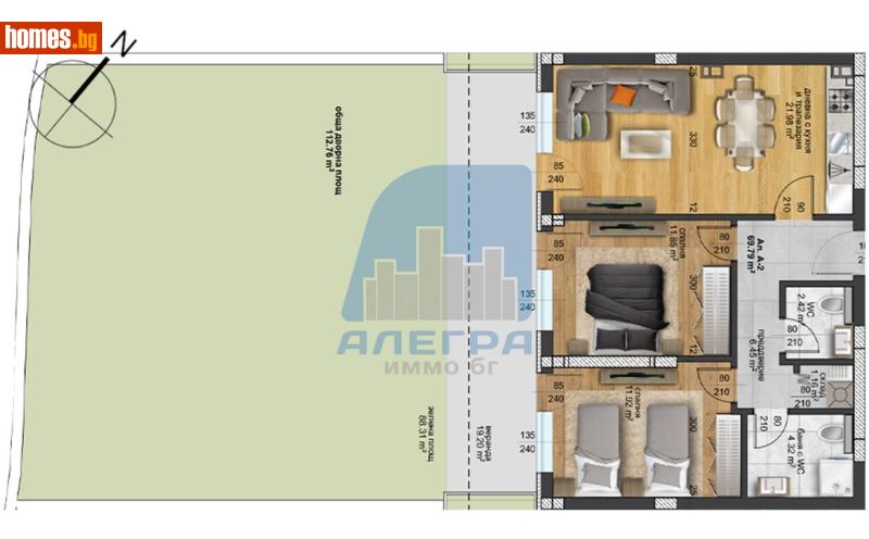 Тристаен, 79m² - Жк. Христо Смирненски, Пловдив - Апартамент за продажба - Alegra ImmoBG - 118377499