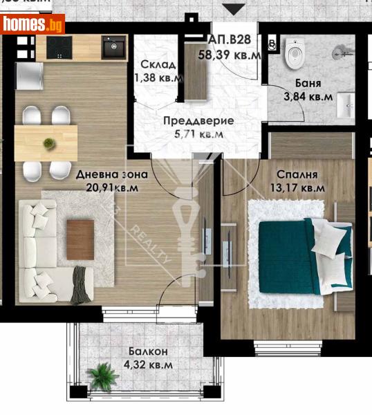 Двустаен, 67m² - Кв. Остромила, Пловдив - Апартамент за продажба - 33 Realty - 118391212